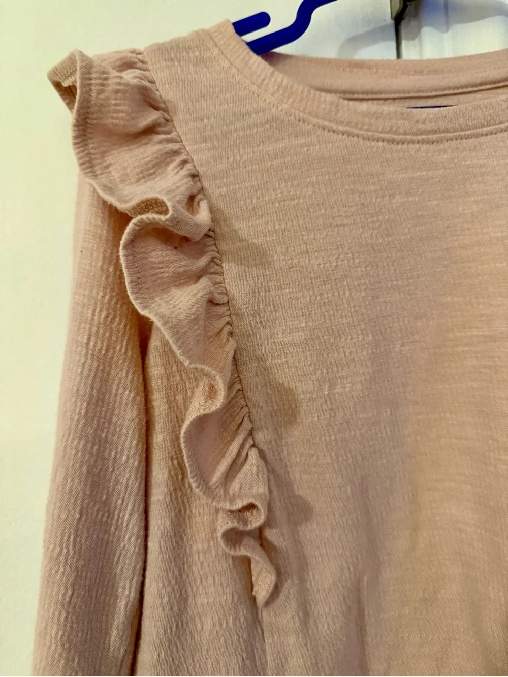 Cat & Jack Pink Ruffle Shoulder Long Sleeve Top